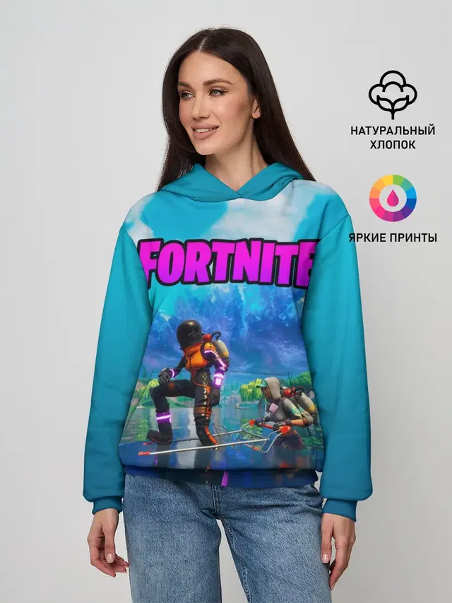 Женское худи с принтом «Фортнайт — Fortnite повозка»