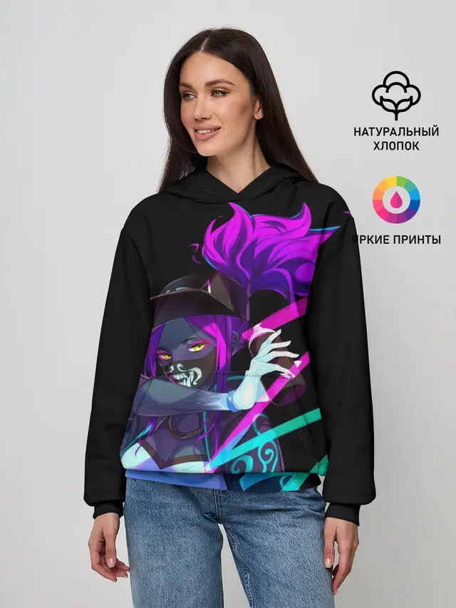 Женское худи с принтом «Neon — KDA. Akali»