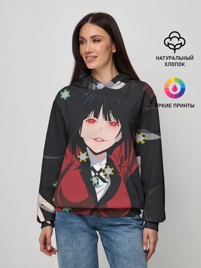 Женское худи с принтом «Kakegurui падает»