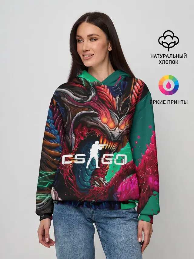 Женское худи с принтом «Counter-Strike — CS GO hyper beast skin»