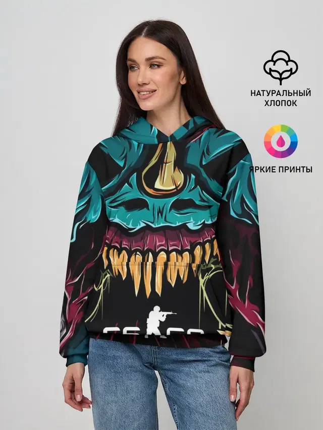 Женское худи с принтом «Counter-Strike — CS GO hyper beast skin»