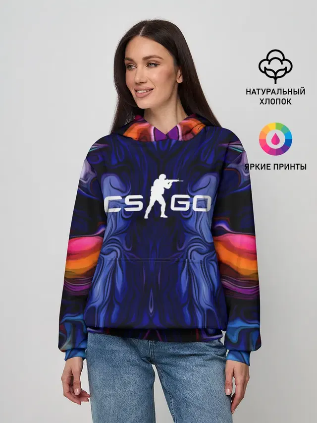 Женское худи с принтом «Counter-Strike — CS GO WAVES SKIN»