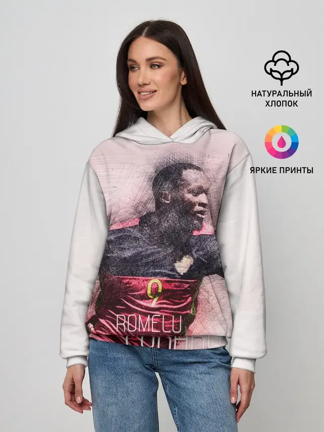 Женское худи с принтом «Манчестер Юнайтед — Romelu Lukaku»
