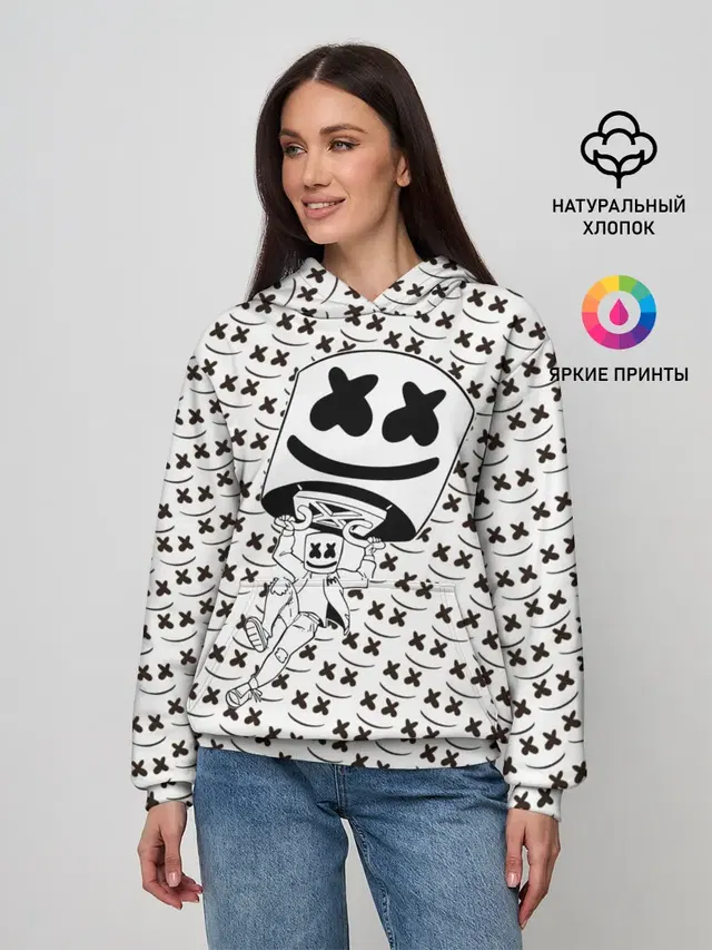 Женское худи с принтом «Marshmello — Fortnite Marshmello»