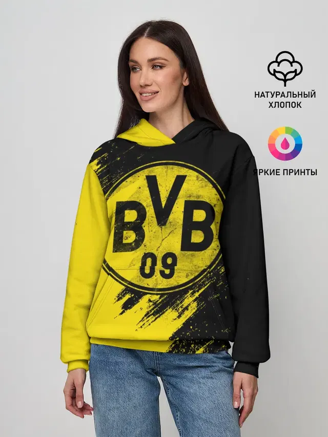 Женское худи с принтом «Borussia Dortmund — Боруссия Дортмунд»
