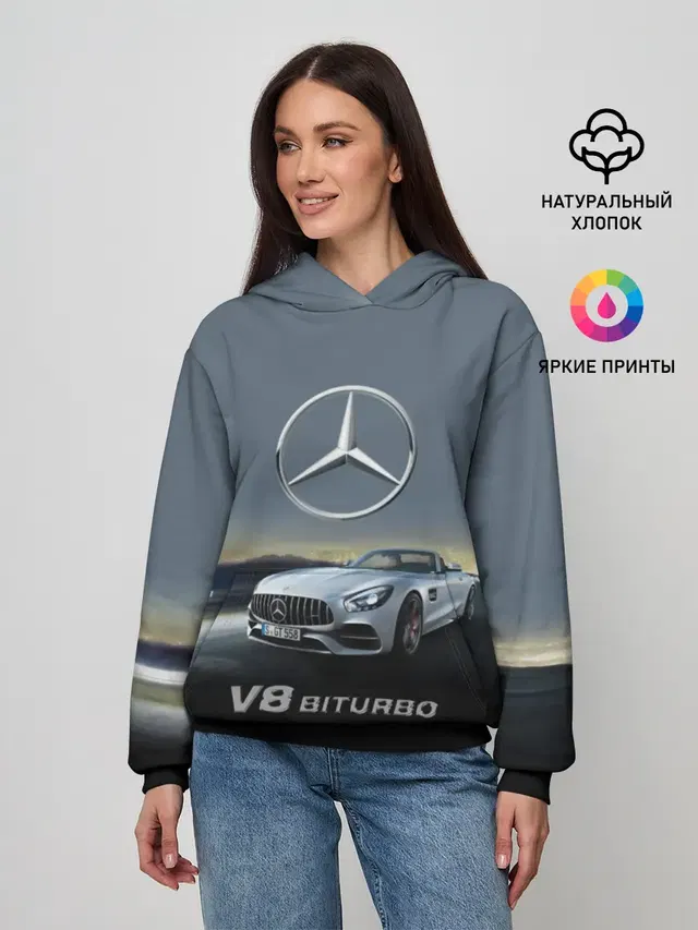 Женское худи с принтом «V8 Biturbo»