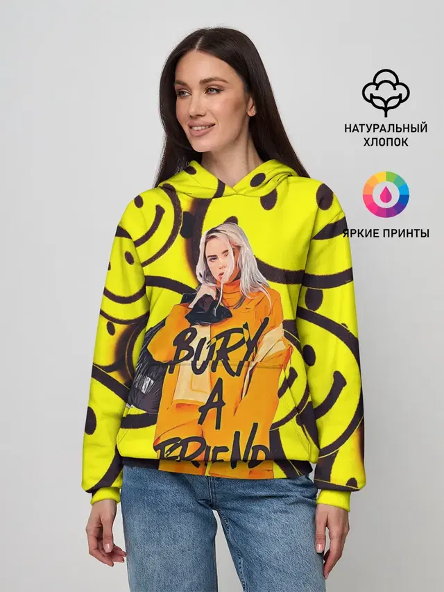 Женское худи с принтом «Billie Eilish — Billie Eilish Выкинь Друга»