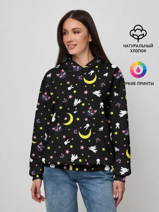 Женское худи с принтом «Sailor Moon Pattern»