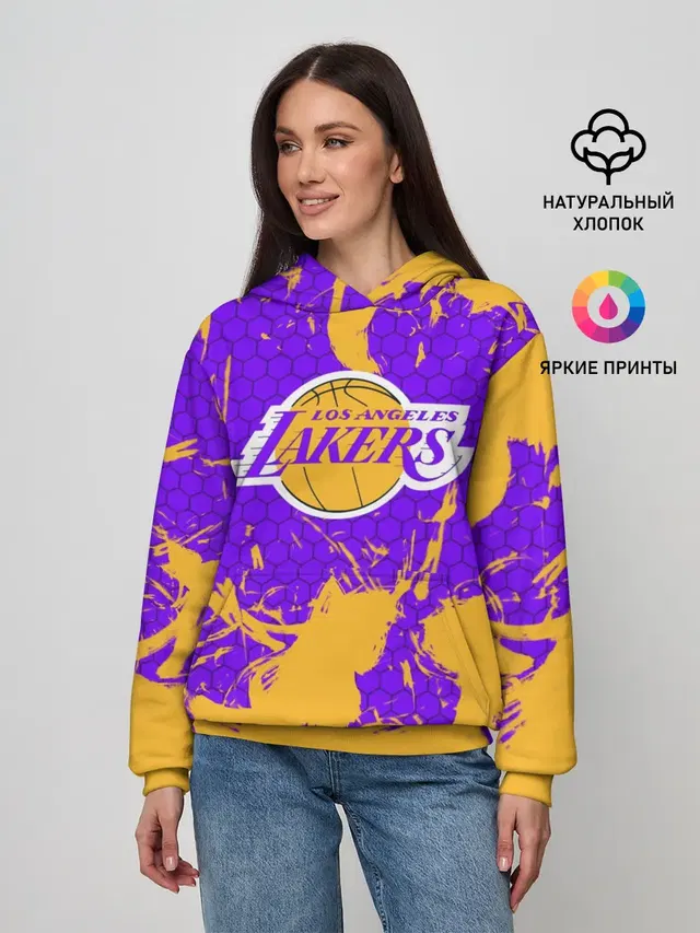 Женское худи с принтом «Лейкерс — LA LAKERS»