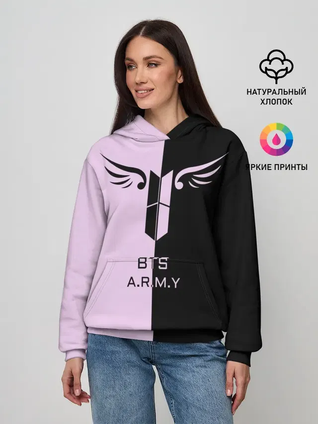 Женское худи с принтом «Exo — BTS A.R.M.Y»