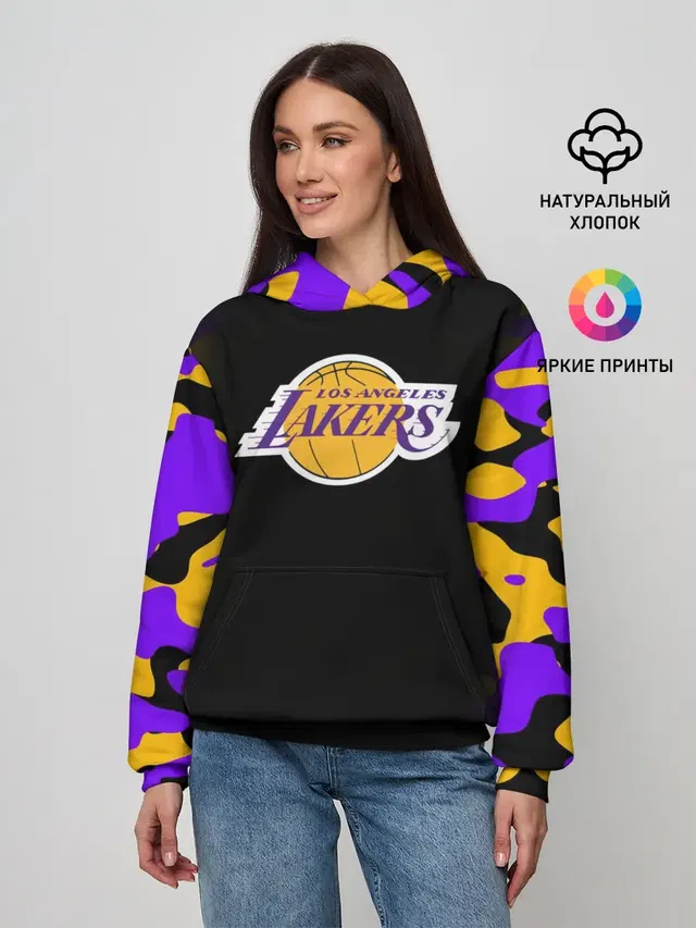 Женское худи с принтом «Лейкерс — LA LAKERS»