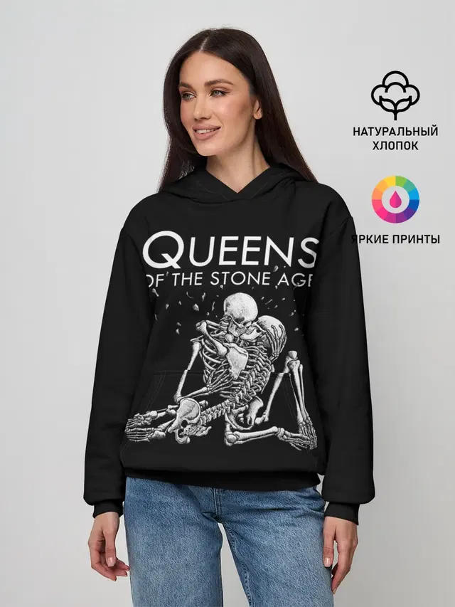 Женское худи с принтом «Разный рок — Queens of the Stone Age»