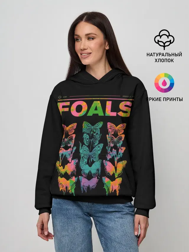Женское худи с принтом «Разный рок — Foals»