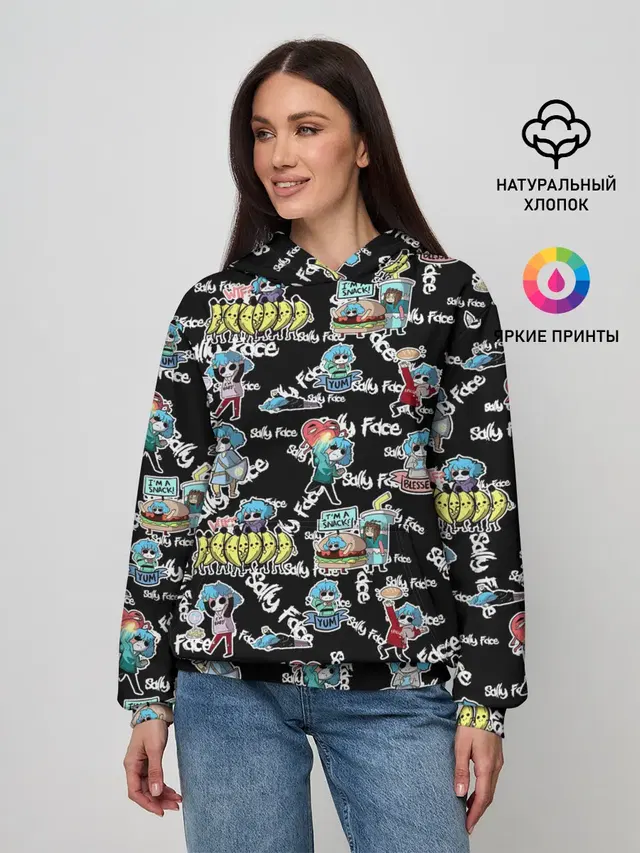 Женское худи с принтом «Seamless pattern»