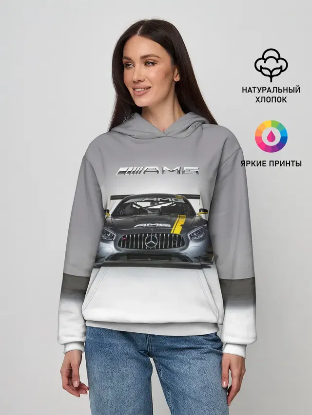 Женское худи с принтом «Merсedes — AMG Motorsport»