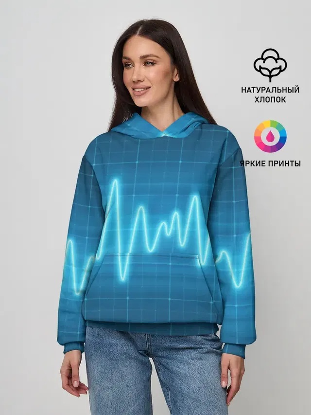Женское худи с принтом «Эквалайзер — music line»