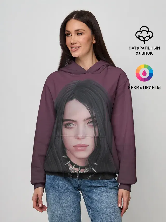Женское худи с принтом «Billie Eilish — Black Eilish»