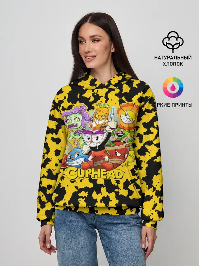 Женское худи с принтом «Cuphead»
