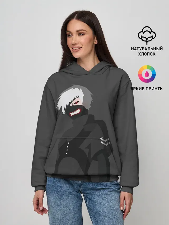 Женское худи с принтом «Токийский Гуль — Kaneki Ken высокомерный»