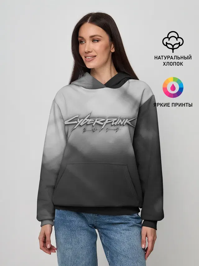 Женское худи с принтом «Cyberpunk 2077»