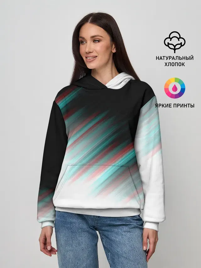 Женское худи с принтом «Glitch Stripes»