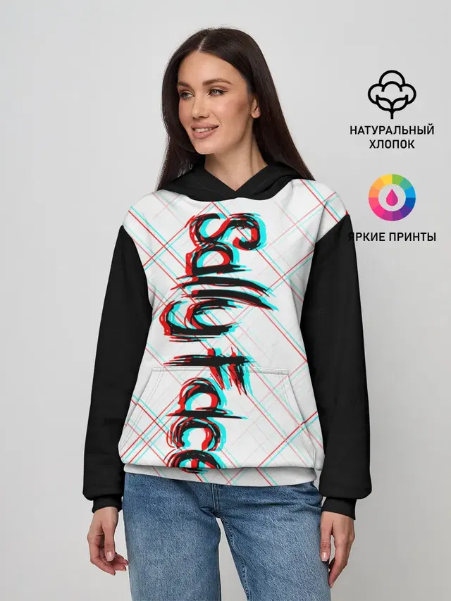 Женское худи с принтом «Glitch art»