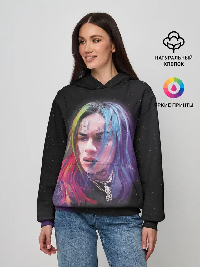 Женское худи с принтом «6IX9INE — Rap»
