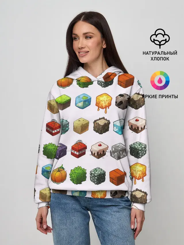 Женское худи с принтом «Майнкрафт»