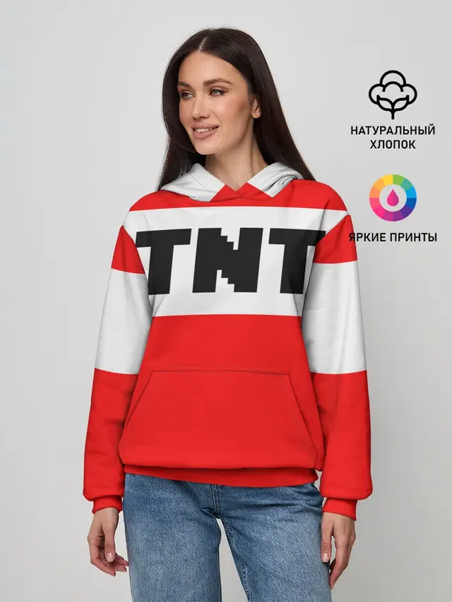 Женское худи с принтом «Майнкрафт — TNT»