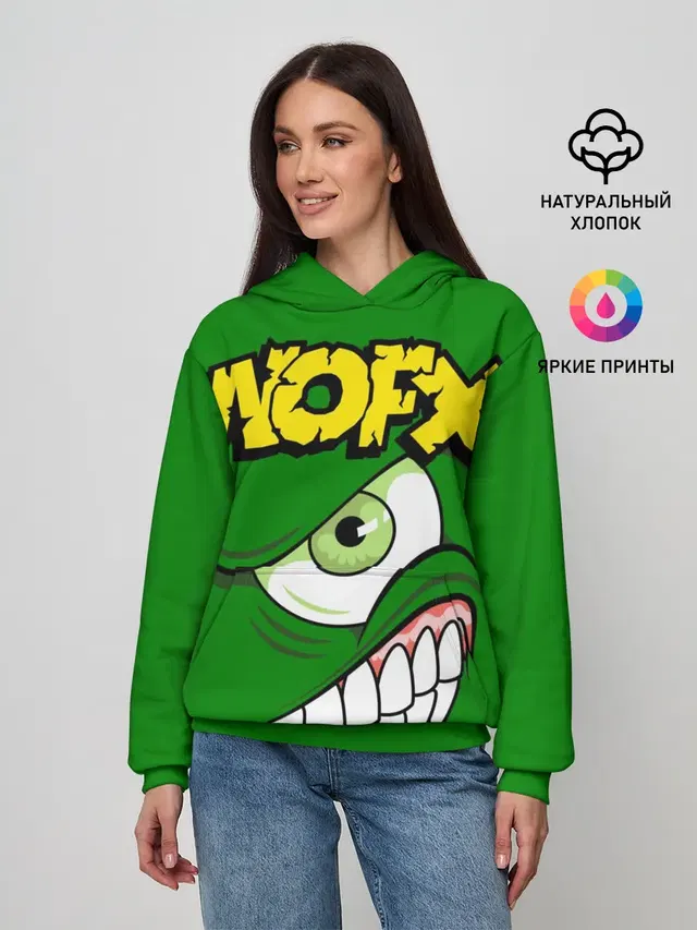 Женское худи с принтом «Разный рок — NOFX»