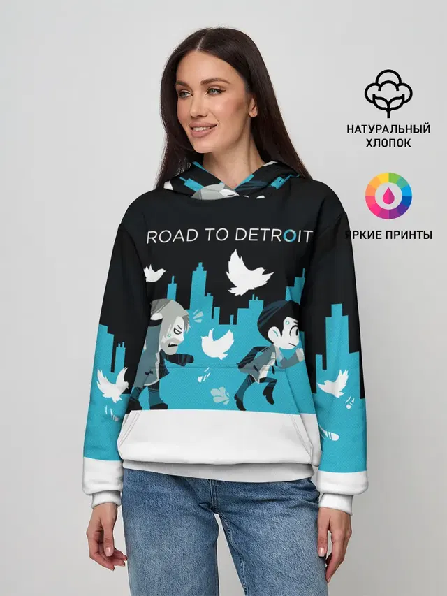 Женское худи с принтом «Road TO Detroit»