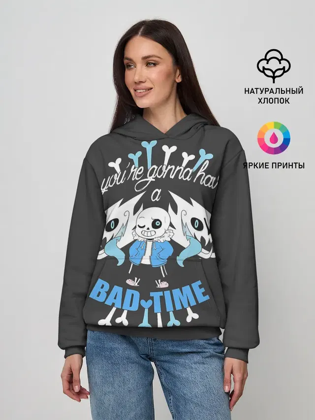Женское худи с принтом «BAD Time»
