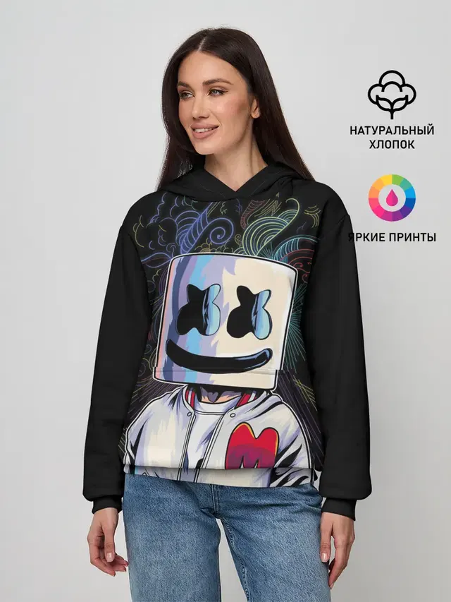 Женское худи с принтом «Marshmello — M»