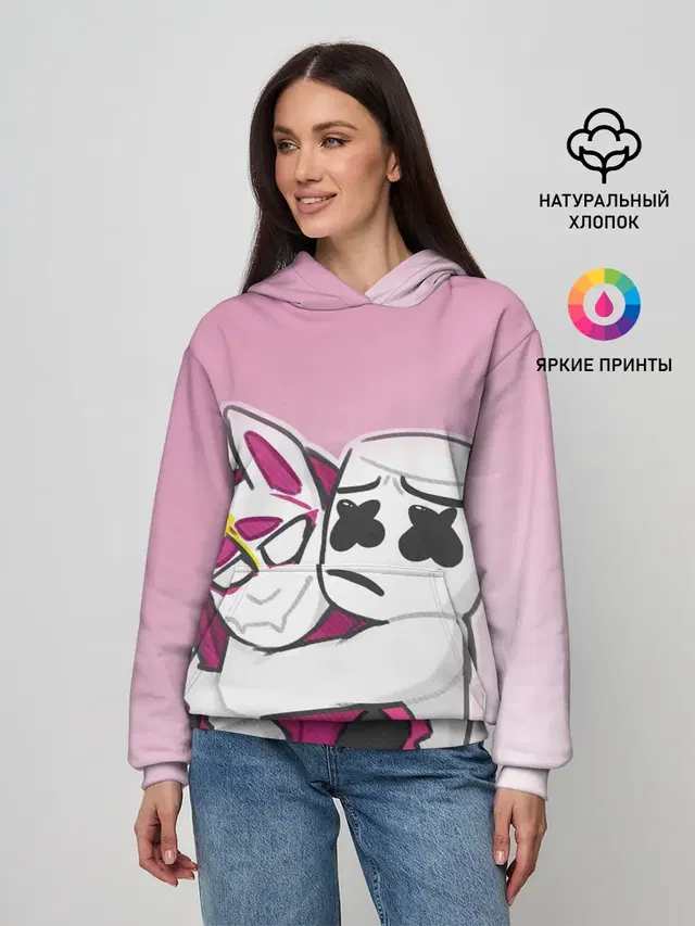 Женское худи с принтом «Marshmello — Fortnite Marshmello»
