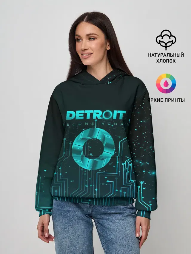 Женское худи с принтом «Circuitry — Detroit: Вecome Human»