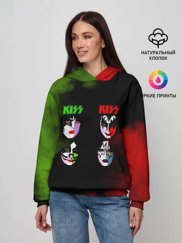 Женское худи с принтом «Kiss»