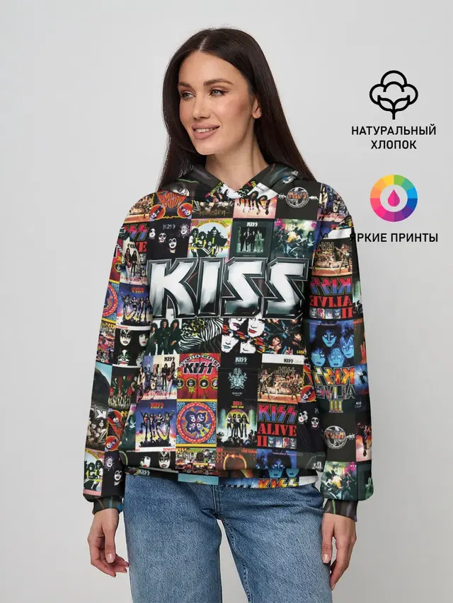 Женское худи с принтом «Kiss»