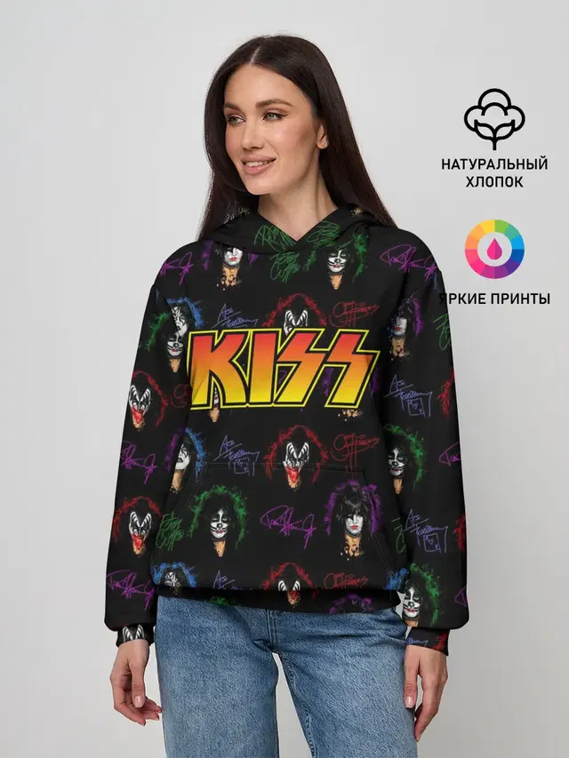 Женское худи с принтом «Kiss»