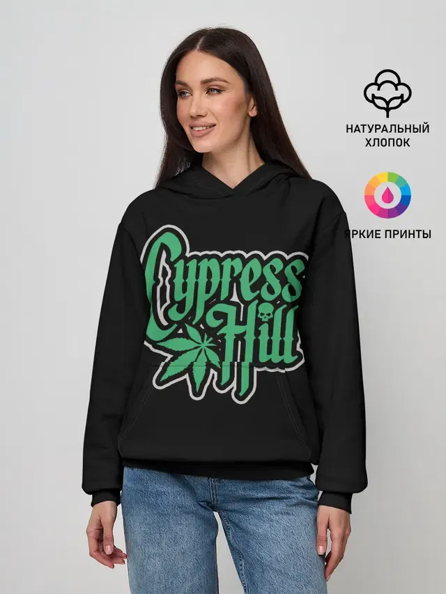 Женское худи с принтом «Разный рок — Cypress Hill»