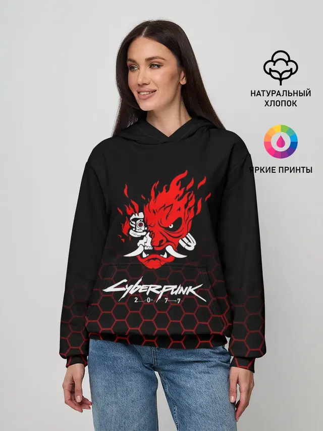Женское худи с принтом «Cyberpunk 2077»