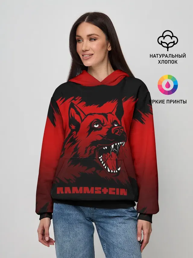 Женское худи с принтом «Rammstein — Rammstein dog»