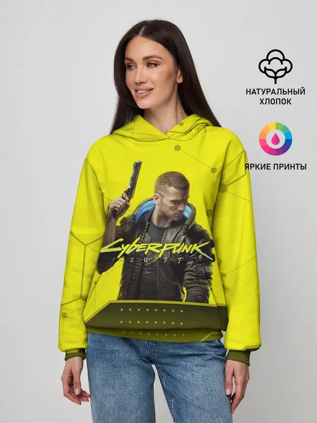 Женское худи с принтом «Cyberpunk 2077»
