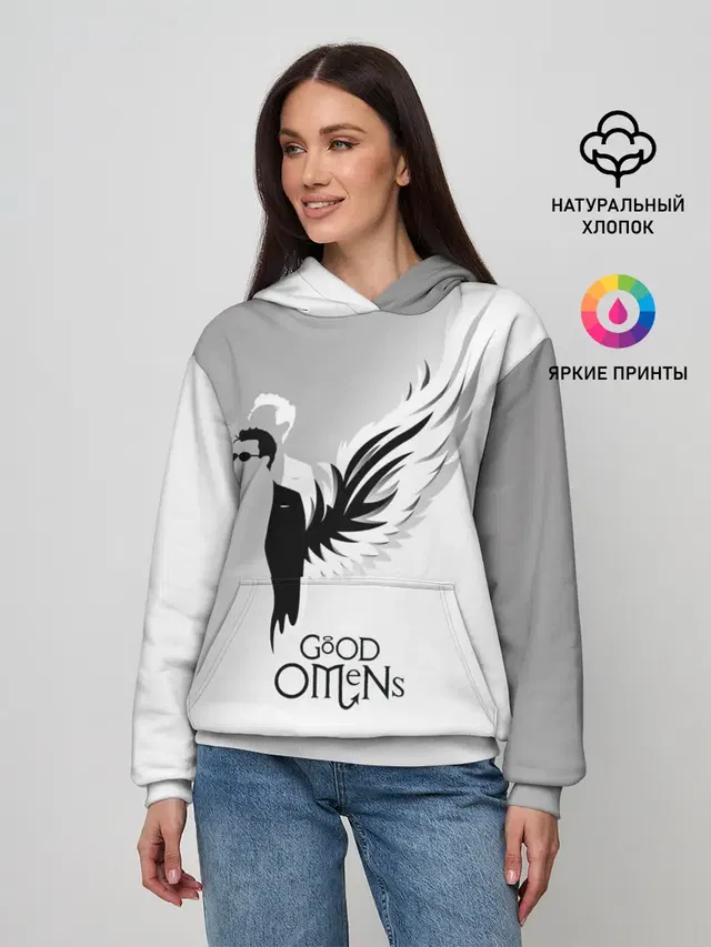 Женское худи с принтом «Благие знамения — Good Omens»