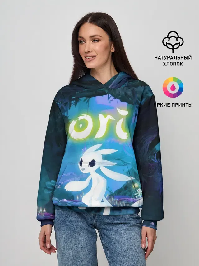 Женское худи с принтом «Ori and the will of the wisps — ORI»