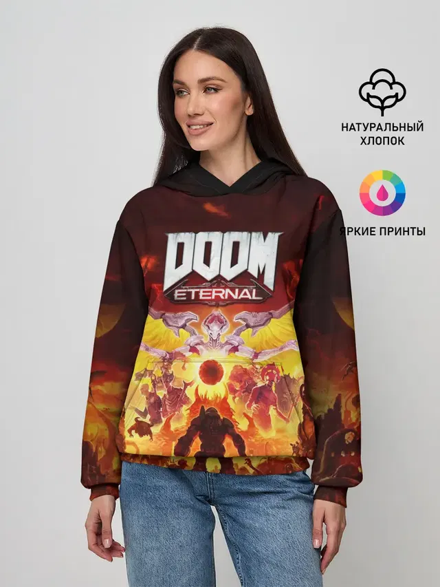 Женское худи с принтом «Дум — DOOM Eternal»