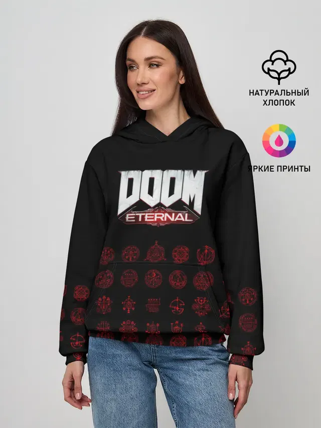 Женское худи с принтом «Дум — DOOM Eternal»