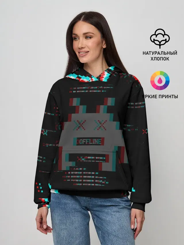 Женское худи с принтом «Binary code — WATCH DOGS DED SEC»