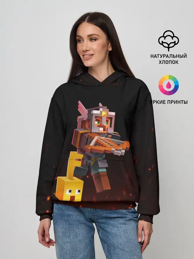 Женское худи с принтом «Майнкрафт — MINECRAFT: Dungeons»