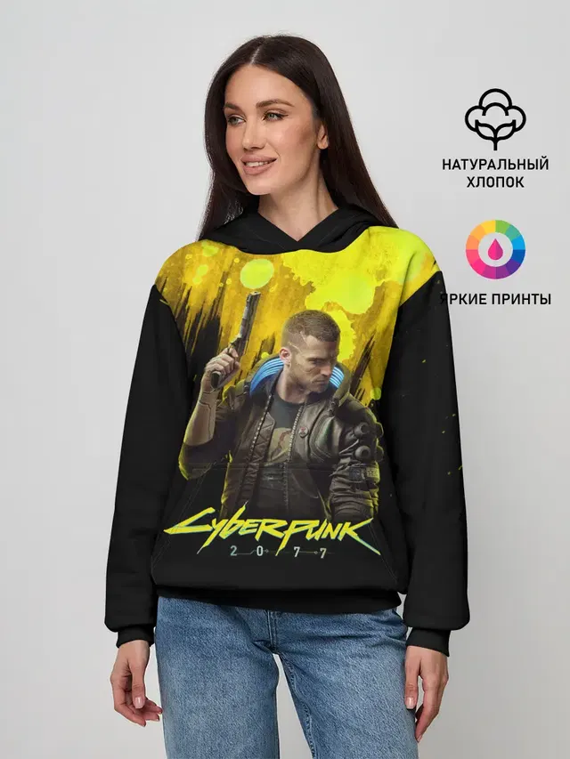 Женское худи с принтом «Cyberpunk 2077»