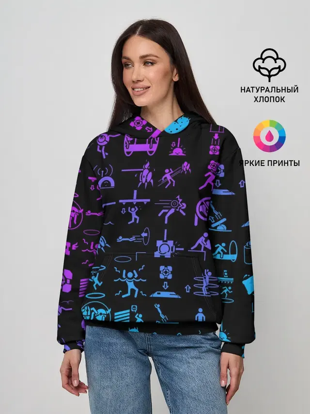 Женское худи с принтом «Portal icons»